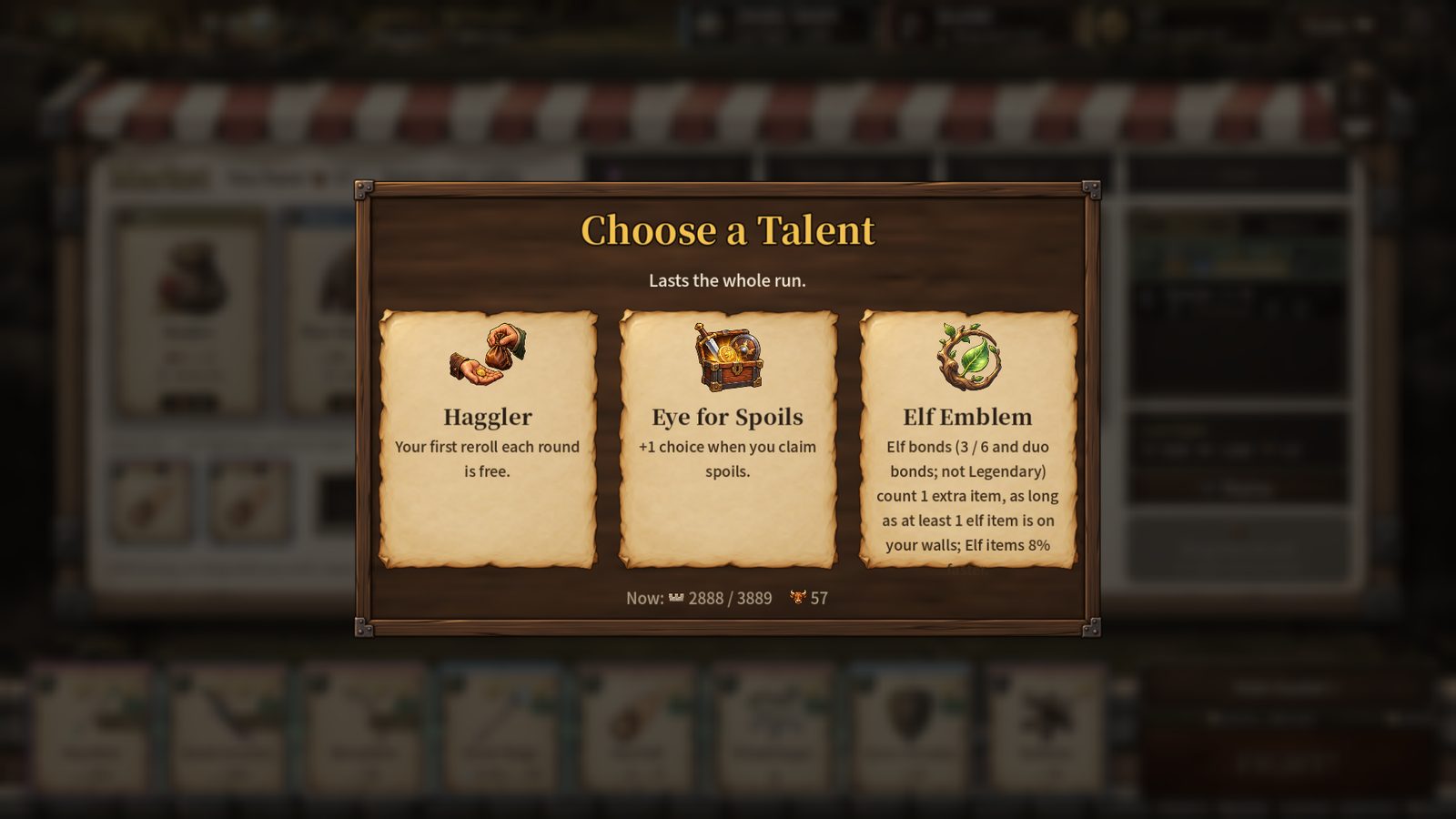 Choosing one of three talents between rounds